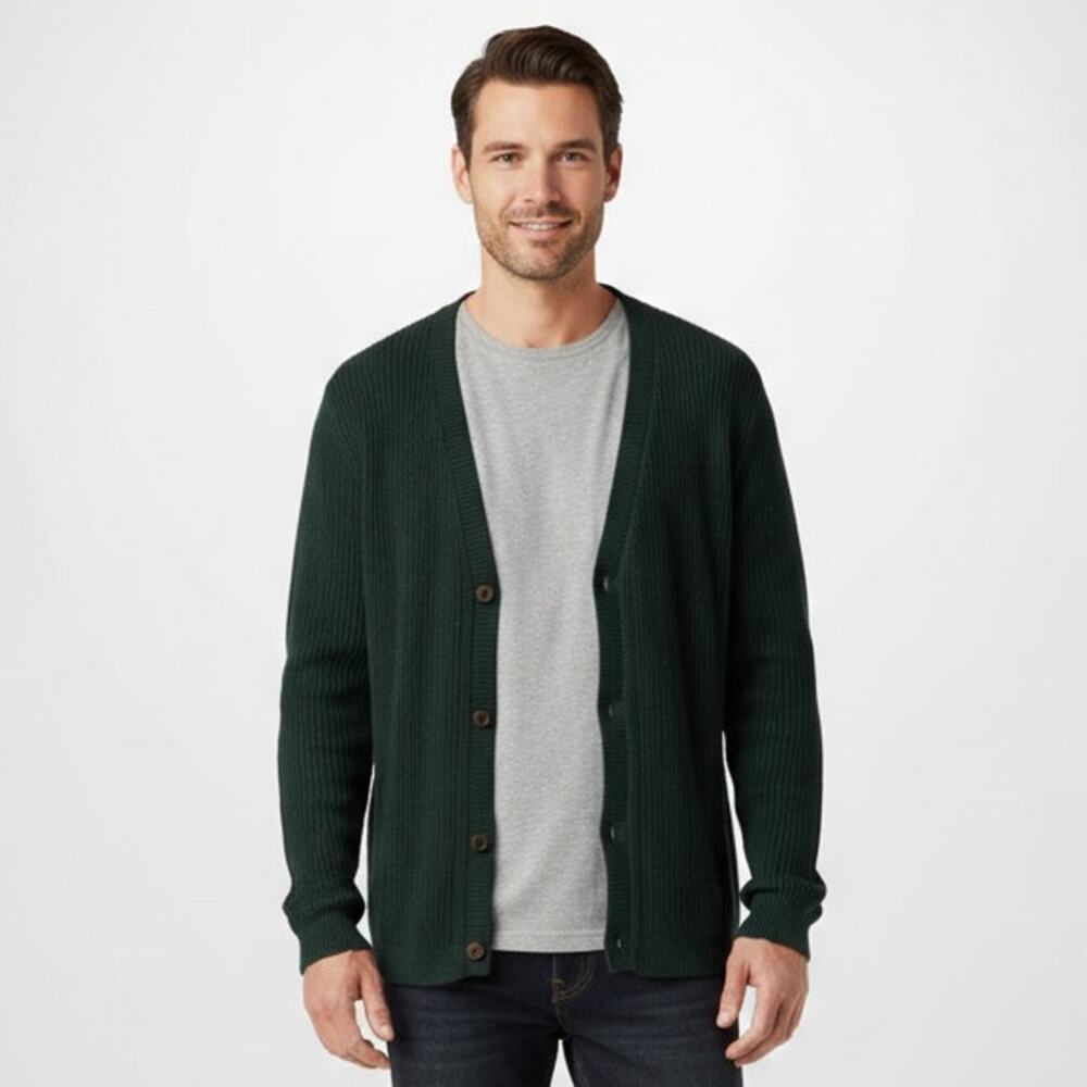Huntington Ridge Green Cable Knit Vintage Button Up Cardigan Sweater Medium